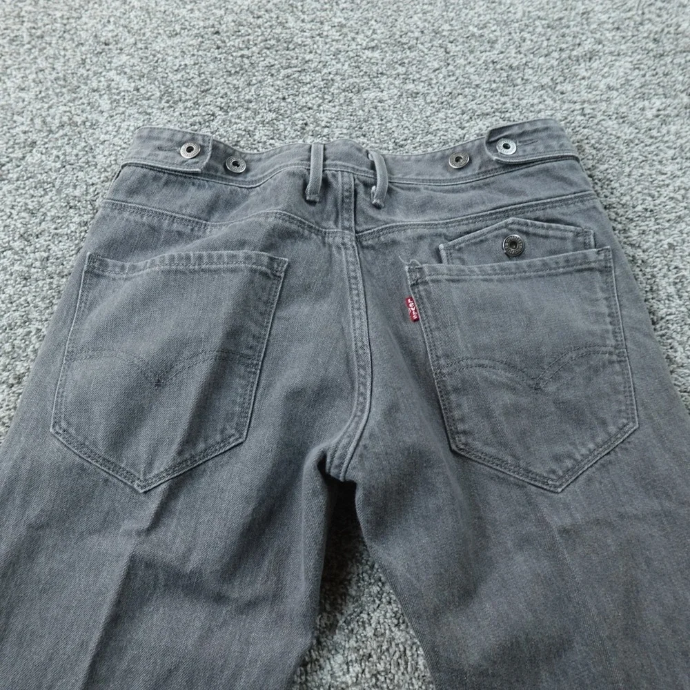 Levis Jeans Mens 32X34 Gray Black Denim‎ Pants Straight Leg Western Buckle Back